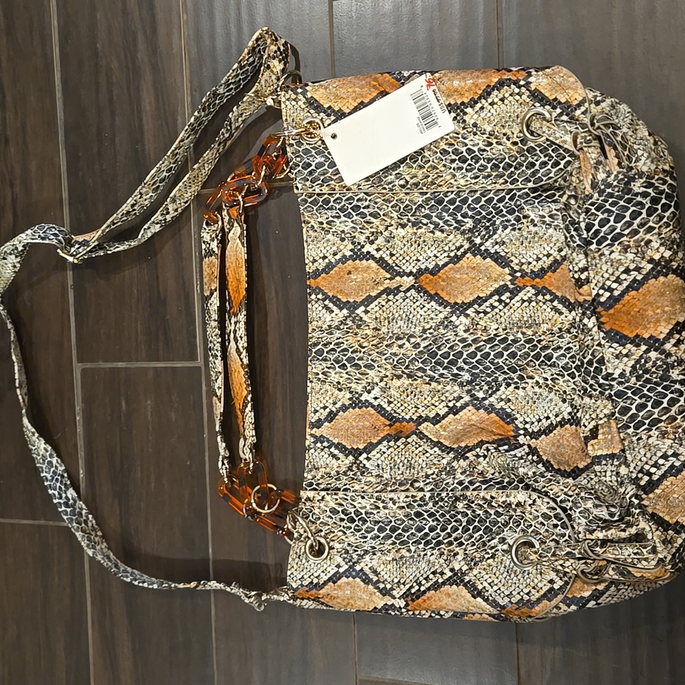 Big Buddha  Multi-Tone Faux Snakeskin Shoulder Bag NWT - Picture 6 of 6